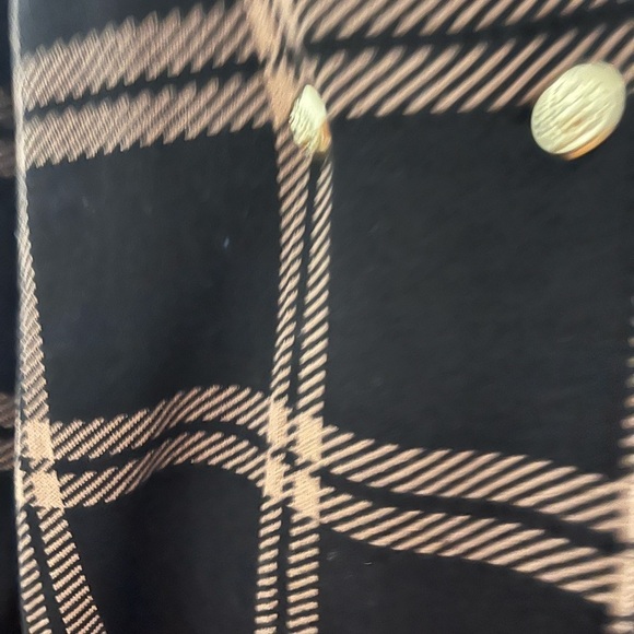 Anne Klein Black and Tan Plaid Coat - Picture 2 of 8